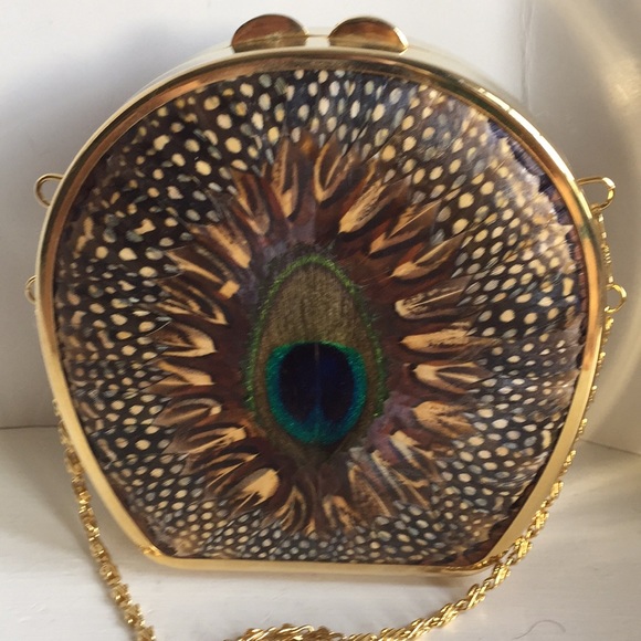 Vintage Handbags - Vintage peacock feather design crossbody bag purse